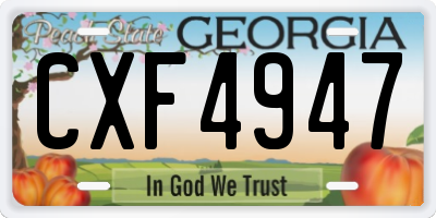 GA license plate CXF4947