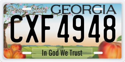 GA license plate CXF4948