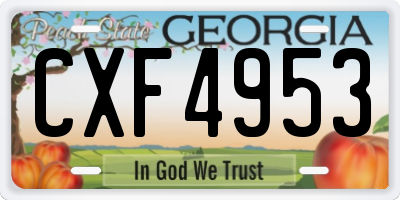 GA license plate CXF4953