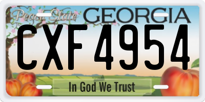 GA license plate CXF4954