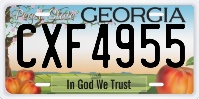 GA license plate CXF4955