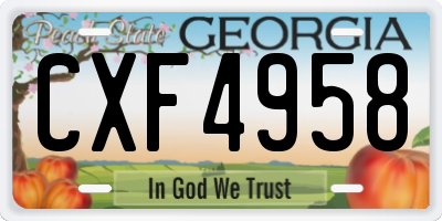 GA license plate CXF4958