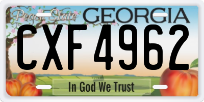 GA license plate CXF4962
