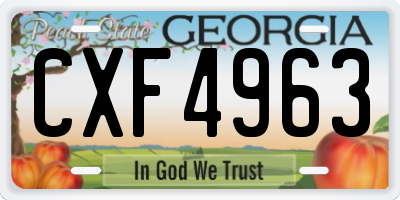 GA license plate CXF4963