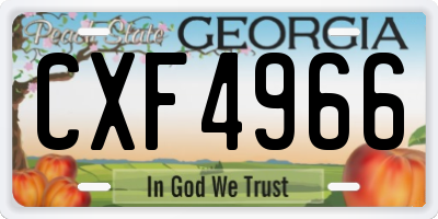 GA license plate CXF4966