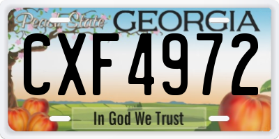 GA license plate CXF4972
