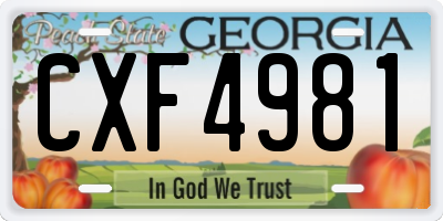 GA license plate CXF4981