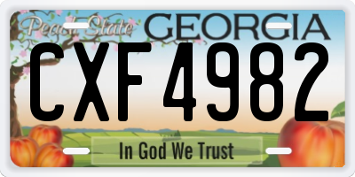 GA license plate CXF4982