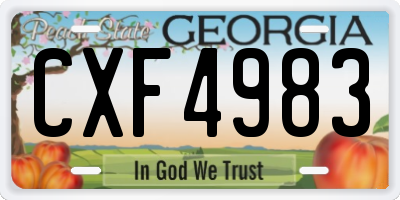 GA license plate CXF4983