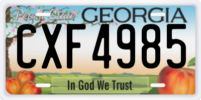 GA license plate CXF4985