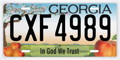 GA license plate CXF4989