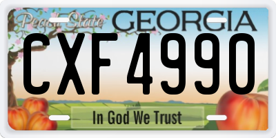GA license plate CXF4990
