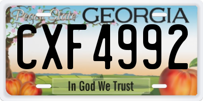 GA license plate CXF4992