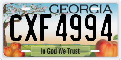GA license plate CXF4994