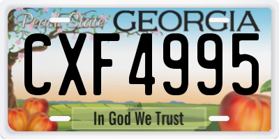 GA license plate CXF4995