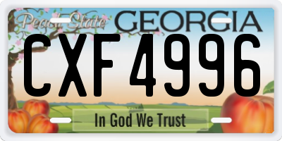 GA license plate CXF4996