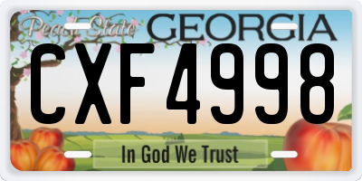GA license plate CXF4998