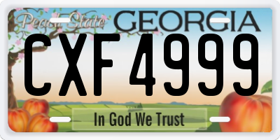 GA license plate CXF4999