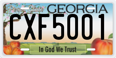 GA license plate CXF5001