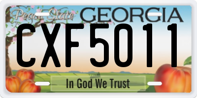 GA license plate CXF5011