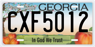 GA license plate CXF5012