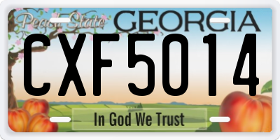 GA license plate CXF5014