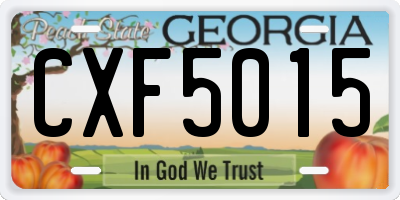 GA license plate CXF5015