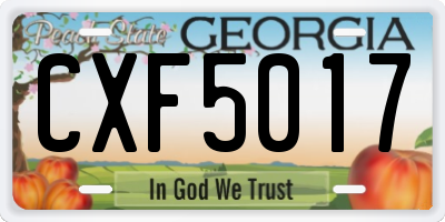 GA license plate CXF5017