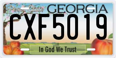 GA license plate CXF5019