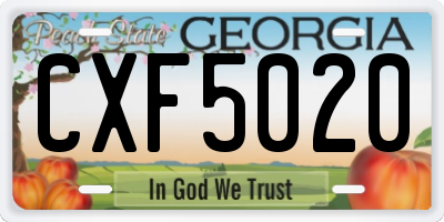 GA license plate CXF5020