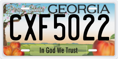 GA license plate CXF5022