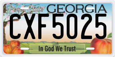 GA license plate CXF5025