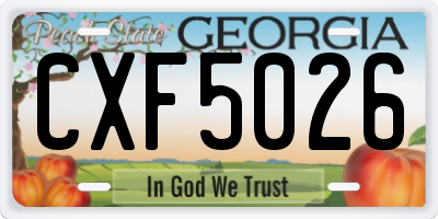 GA license plate CXF5026