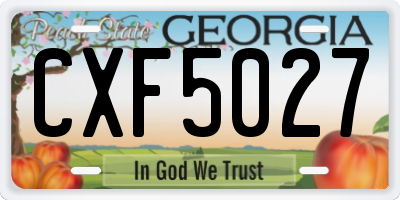 GA license plate CXF5027
