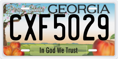 GA license plate CXF5029