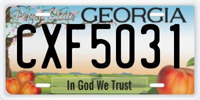 GA license plate CXF5031