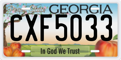 GA license plate CXF5033