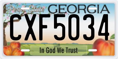 GA license plate CXF5034