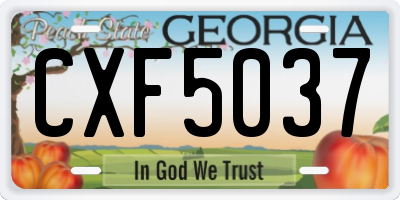 GA license plate CXF5037