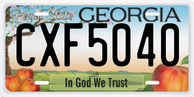 GA license plate CXF5040