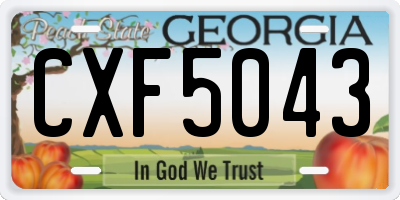 GA license plate CXF5043
