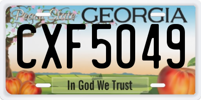 GA license plate CXF5049