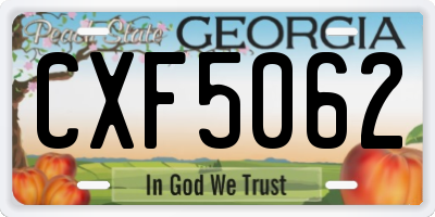 GA license plate CXF5062