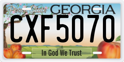 GA license plate CXF5070