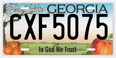 GA license plate CXF5075