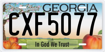 GA license plate CXF5077
