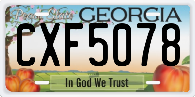 GA license plate CXF5078