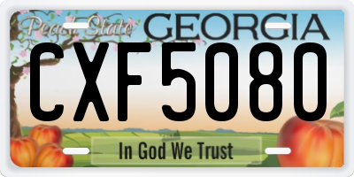 GA license plate CXF5080