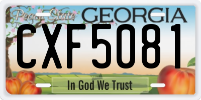 GA license plate CXF5081