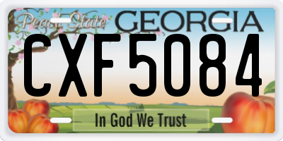 GA license plate CXF5084